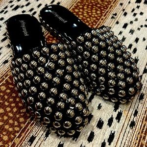 Jeffrey Campbell studded patent black slides size 9.5